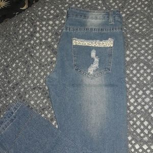 **DONATED**Blue Jeans w/ Leopard Detail, M